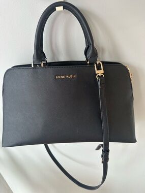 Anne Klein Black Satchel with Gold Accents